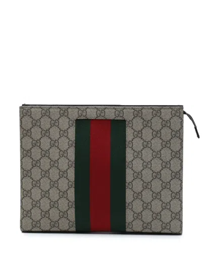 Pre-owned Gucci 2000-2015 Gg Supreme Web Clutch Bag In 中性色