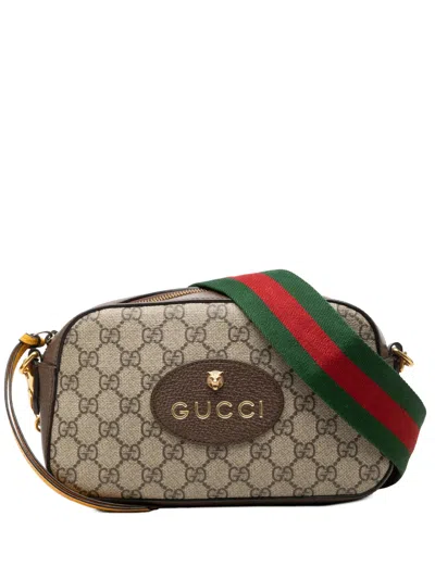Pre-owned Gucci 2000-2015 Gg Supreme Web Neo Vintage Crossbody Bag In Neutrals