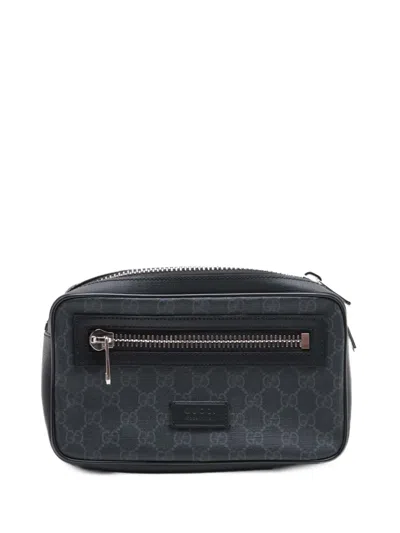 Pre-owned Gucci 2000-2015 Gg Supreme Web Night Courrier Belt Bag In Black