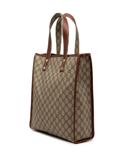 Pre-owned Gucci 2000-2015 Gg Supreme Web Tote Bag In Brown
