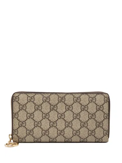 Pre-owned Gucci 2000-2015 Gg Supreme Zip Around Wallet Long Wallets In Neutral