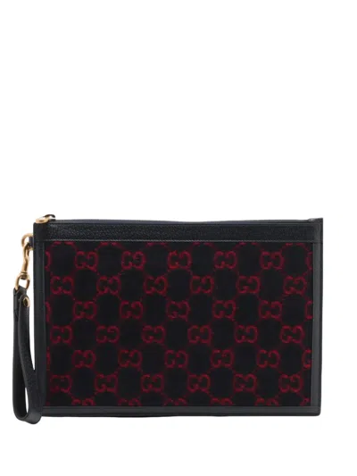 Pre-owned Gucci 2000-2015 Gg Wool Clutch Bag In Black
