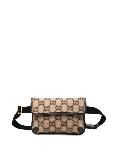 Pre-owned Gucci 2000-2015 Gg Wool Slim Belt Bag In Neutrals