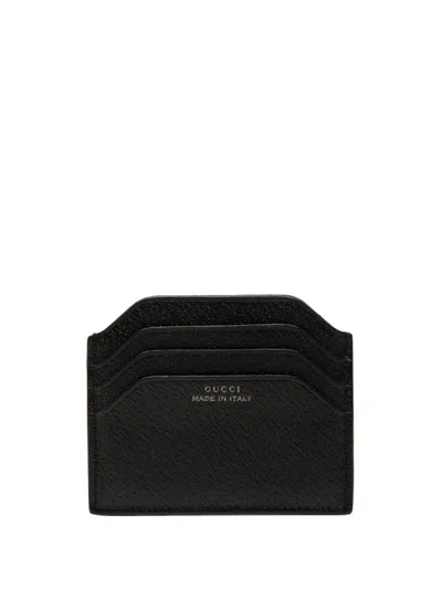 Pre-owned Gucci 2000-2015 Grained Calfskin Card Holder In Black