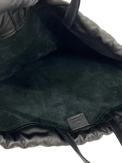 Pre-owned Gucci 2000-2015 Grained Calfskin Web Logo Drawstring Backpack In Black