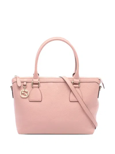 Pre-owned Gucci 2000-2015 Grained Leather Interlocking G Satchel In Pink