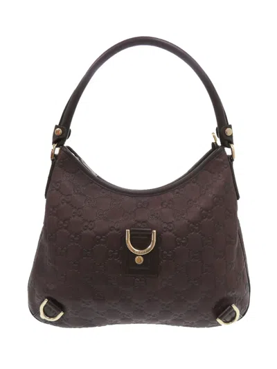 Pre-owned Gucci 2000-2015 Ssima Abbey D Ring Shoulder Bag In Brown