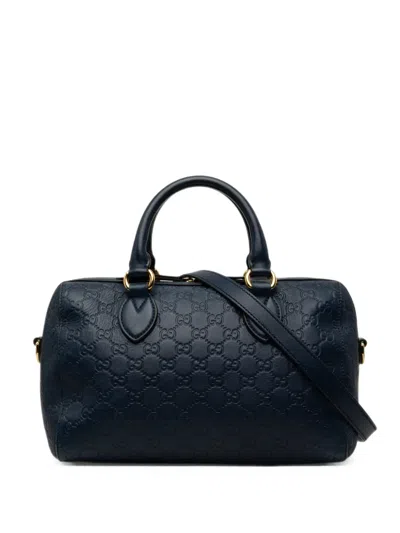Pre-owned Gucci 2000-2015 Ssima Boston Bag Satchel In Blue