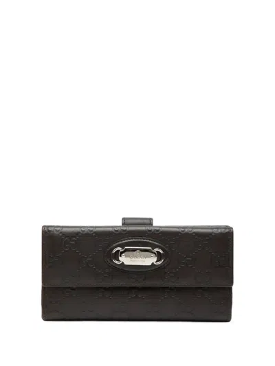 Pre-owned Gucci 2000-2015 Ssima Continental Wallet Long Wallets In Brown