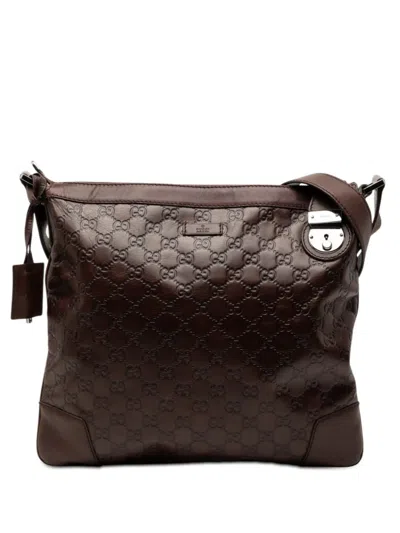 Pre-owned Gucci 2000-2015 Ssima Crossbody Bag In Brown