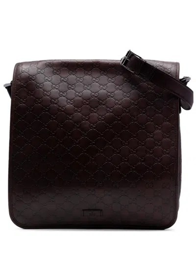 Pre-owned Gucci 2000-2015 Ssima Crossbody Bag In Brown