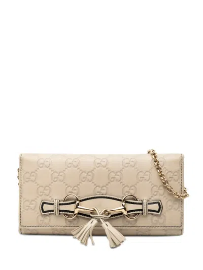 Pre-owned Gucci 2000-2015 Ssima Emily Wallet On Chain Shoulder Bag In Brown