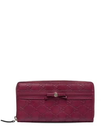 Pre-owned Gucci 2000-2015 Ssima Mayfair Zip Around Wallet Long Wallets In Red
