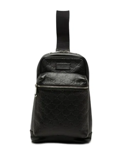 Pre-owned Gucci 2000-2015 Ssima Sling Backpack In Black