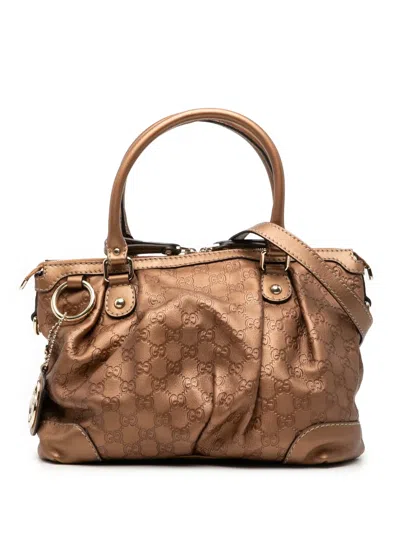Pre-owned Gucci 2000-2015 Ssima Sukey Satchel In Brown