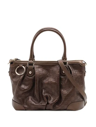 Pre-owned Gucci 2000-2015 Ssima Sukey Satchel In Brown