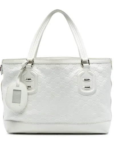 Pre-owned Gucci 2000-2015 Ssima Techno Tag Tote Bag In White