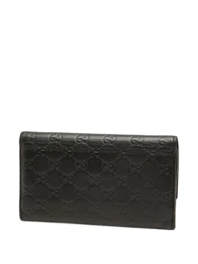 Pre-owned Gucci 2000-2015 Ssima Wallet Long Wallets In Black