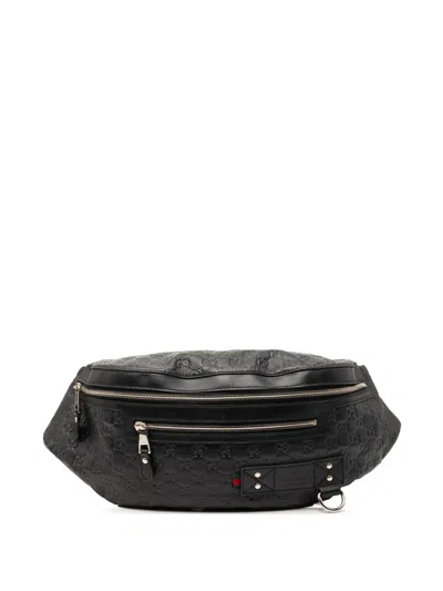 Pre-owned Gucci 2000-2015 Ssima Web Belt Bag In Black