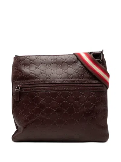Pre-owned Gucci 2000-2015 Ssima Web Crossbody Bag In Red