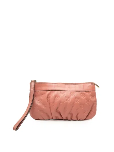 Pre-owned Gucci 2000-2015 Ssima Wristlet Clutch Bag In Pink
