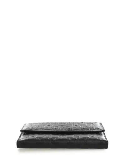 Pre-owned Gucci 2000-2015 Horsebit Embossed Calfskin Wallet Long Wallets In Black