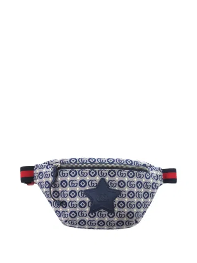 Pre-owned Gucci 2000-2015 Kids Gg Canvas Stars Web Belt Bag In Blue