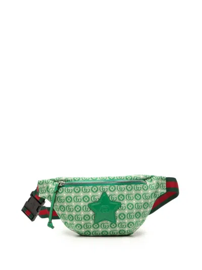 Pre-owned Gucci 2000-2015 Kids Gg Canvas Stars Web Belt Bag In Green