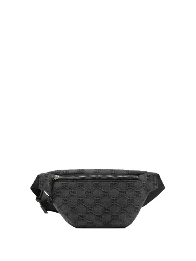 Pre-owned Gucci 2000-2015 Kids Gg Denim Belt Bag In Gray