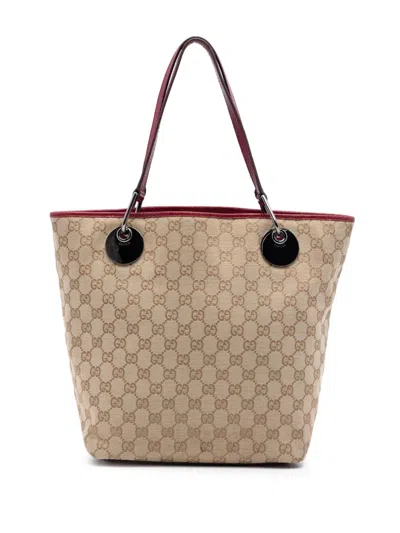 Pre-owned Gucci 2000-2015 Large Gg Canvas Eclipse Tote Bag In Neutral