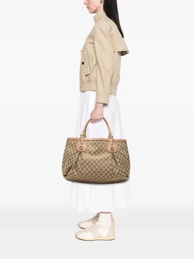 Pre-owned Gucci 2000-2015 Large Gg Canvas Scarlett Tote Bag In Neutrals