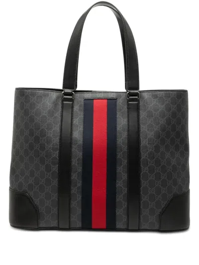 Pre-owned Gucci 2000-2015 Large Gg Supreme Web Tote Bag In Black