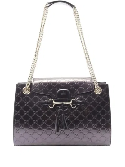 Pre-owned Gucci 2000-2015 Large Ssima Patent Emily Shoulder Bag In Purple