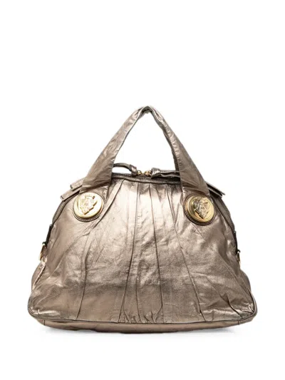 Pre-owned Gucci 2000-2015 Large Metallic Calfskin Hysteria Satchel In Gold