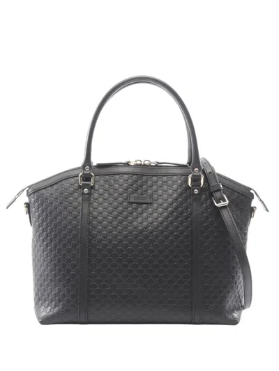 Pre-owned Gucci 2000-2015 Large Microssima Dome Satchel In Black