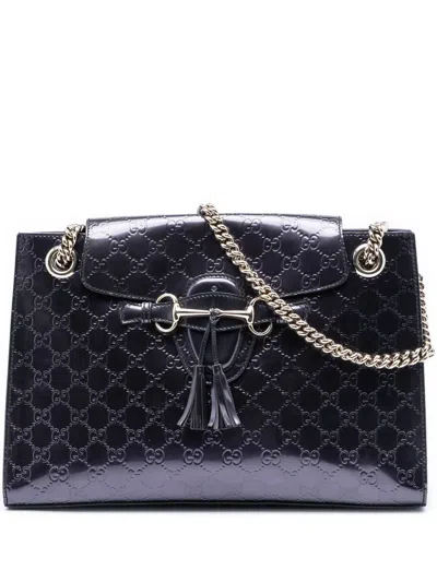Pre-owned Gucci 2000-2015 Large Patent Ssima Emily Shoulder Bag In Purple