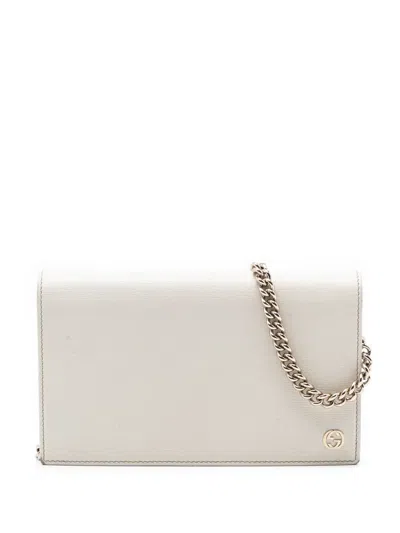 Pre-owned Gucci 2000-2015 Leather Betty Wallet On Chain Crossbody Bag In White