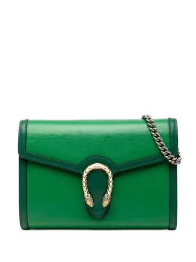 Pre-owned Gucci 2000-2015 Leather Dionysus Wallet On Chain Crossbody Bag In Green