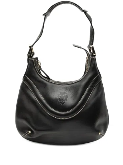 Pre-owned Gucci 2000-2015 Leather Hysteria Crest Shoulder Bag In Black