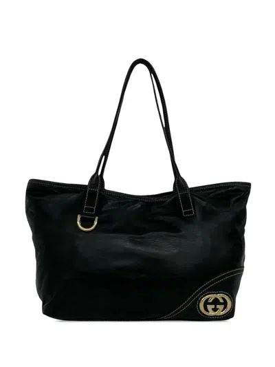 Pre-owned Gucci 2000-2015 Leather New Britt Tote Bag In Black