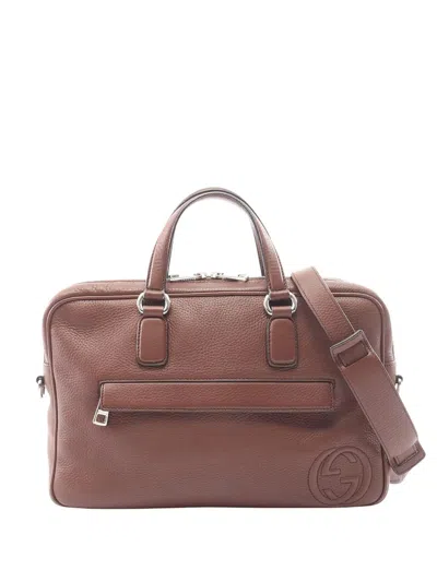 Pre-owned Gucci 2000-2015 Leather Soho Briefcase Business Bag In Brown