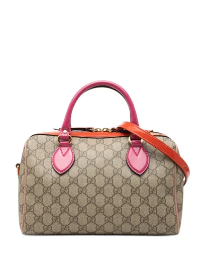 Pre-owned Gucci 2000-2015 Limited Edition Small Gg Supreme Boston Bag Satchel In Neutral