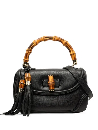 Pre-owned Gucci 2000-2015 Medium Calfskin New Bamboo Satchel In Black