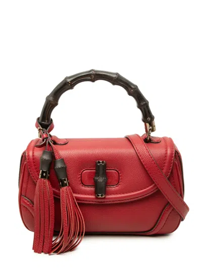 Pre-owned Gucci 2000-2015 Medium Calfskin New Bamboo Satchel In Red
