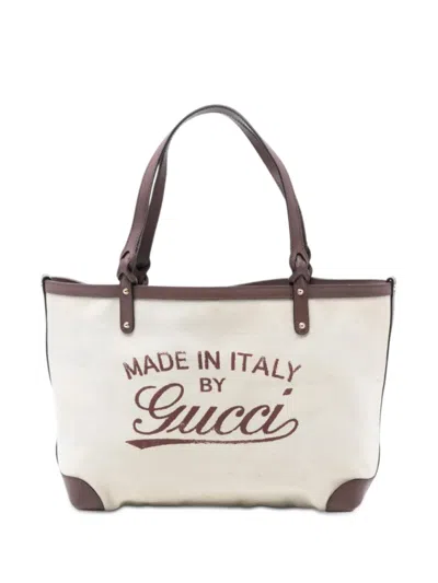 Pre-owned Gucci 2000-2015 Medium Canvas Craft Tote Bag In Brown