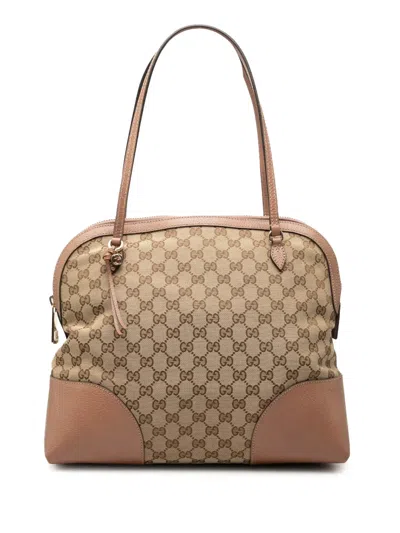 Pre-owned Gucci 2000-2015 Medium Gg Canvas Bree Dome Tote Bag In Neutrals