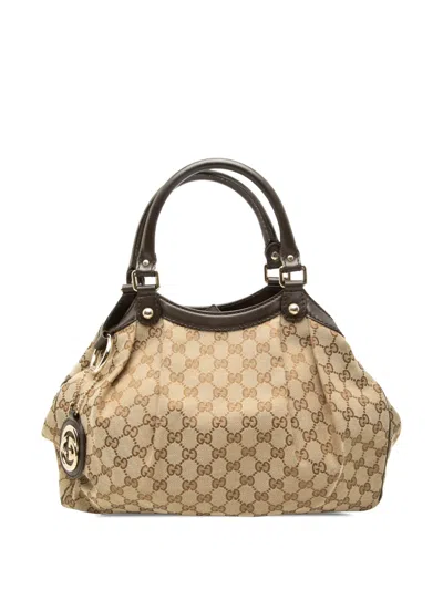 Pre-owned Gucci 2000-2015 Medium Gg Canvas Sukey Tote Bag In Neutrals