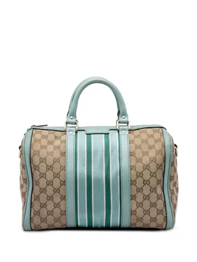 Pre-owned Gucci 2000-2015 Medium Gg Canvas Web Joy Boston Bag Satchel In Neutrals
