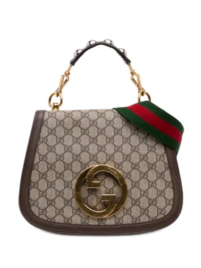 Pre-owned Gucci 2000-2015 Medium Gg Supreme Blondie Top Handle Satchel In Neutrals