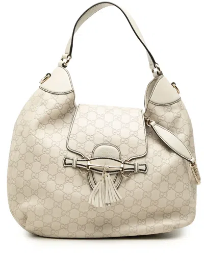 Pre-owned Gucci 2000-2015 Medium Ssima Emily Flap Satchel In Brown